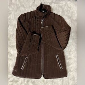 Esprit Quilted Brown Jacket Women’s Medium Tailored Moto Style Coat
